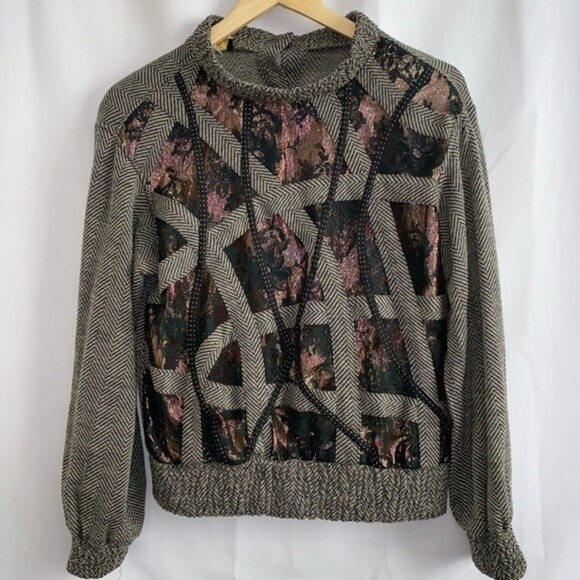 Rare Vintage KOOS Van Den Akker New York Metallic Lace Overly Button Sweater S - Picture 9 of 15